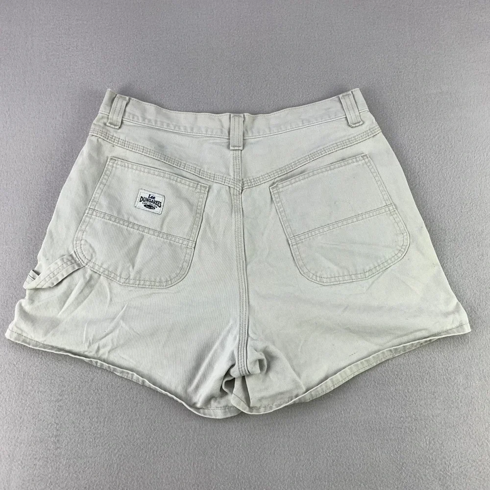 Vintage Lee Denim Carpenter Shorts Women 31 Beige Casual Workwear Utility